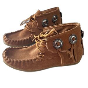 Coconuts by Matisse Travis Suede Leather Medallion Moccasins Booties Boho - 8.5
